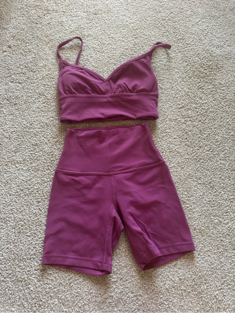 lululemon athletica Plum Bralette and High-Waist Bike Shorts Set